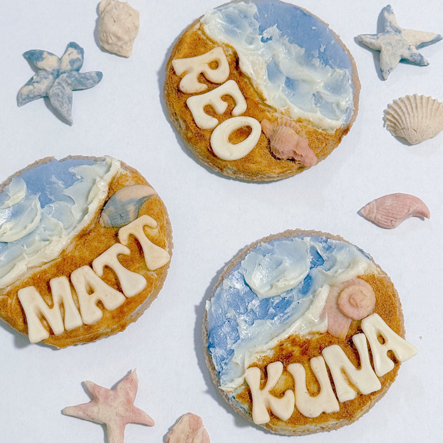 Beach Themed Name Cookies | Pawsome Personalized Pet Treats