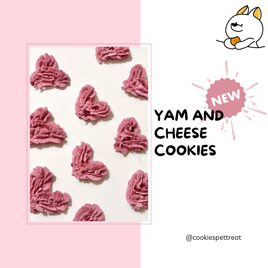 Yam and Cheese Heart Cookies | Hard texture | friendly to chicken allergic pets