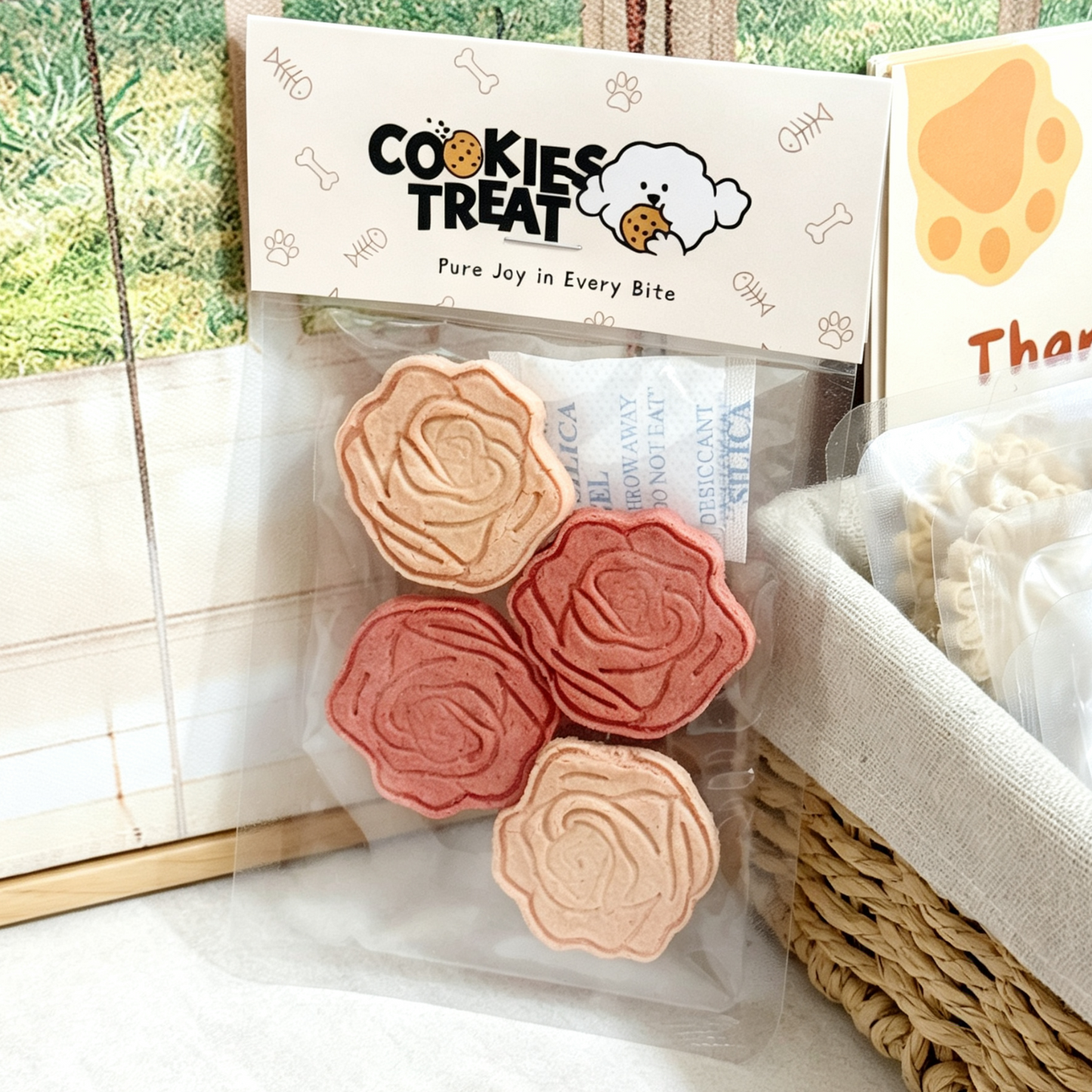 Rose Cookies | No Grain | For Both Dogs and Cats | 4pcs